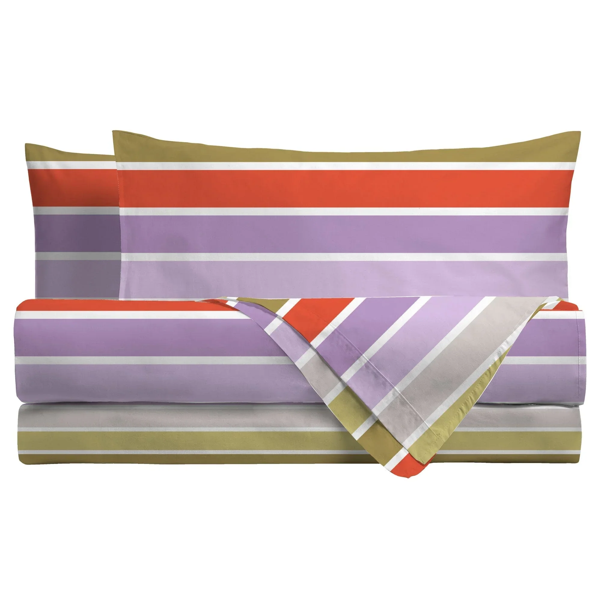 LUXURY COLLECTION DI MAESTRO Completo Letto Matrimoniale in Cotone 144 Fili con Stampa - Fantasia Otis Lilac