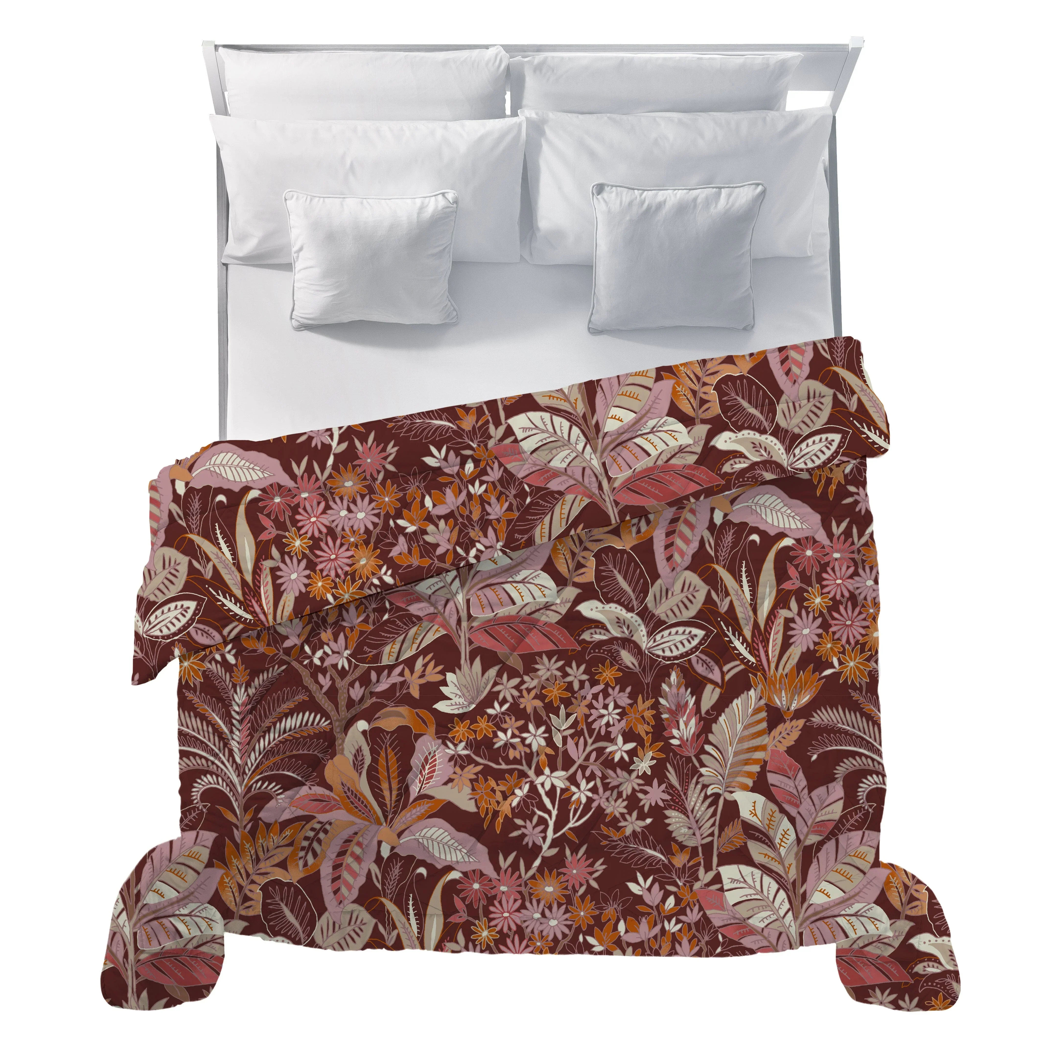 LUXURY COLLECTION DI MAESTRO Trapunta Matrimoniale Soffice 260x260 cm con Stampa - Fantasia Thais Burgundy - Image 2