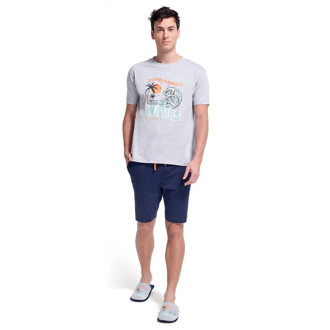 Pigiama da Uomo Corto Surf Rider Duke Grigio - Image 3