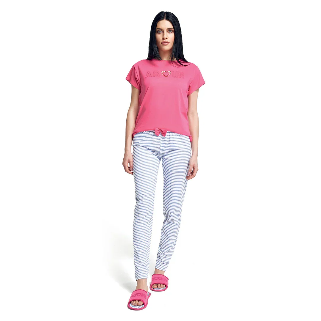 Pigiama Lungo da Donna Cherie Juliana Fuchsia - Image 2