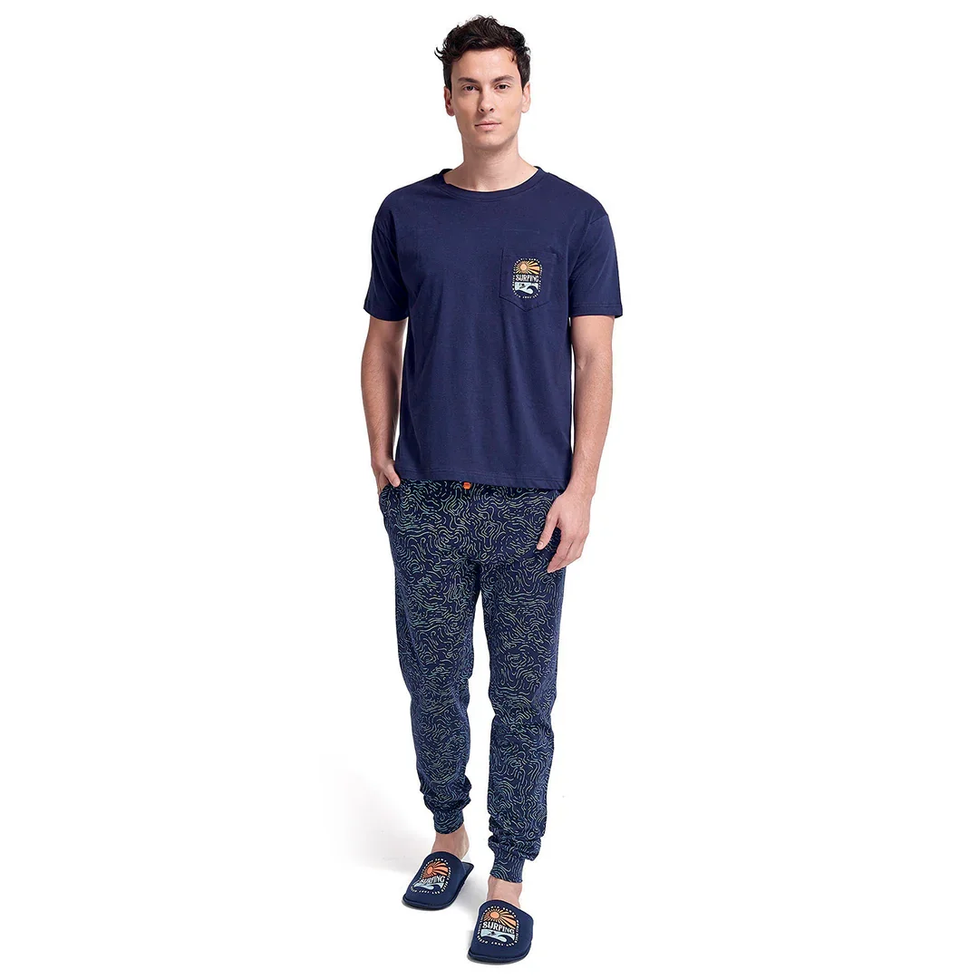 Pigiama Lungo da Uomo Surf Rider Gerry Blu