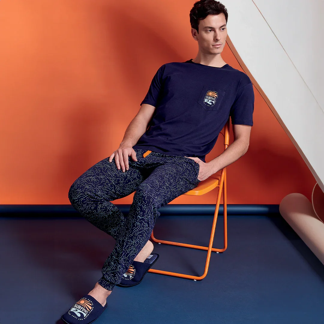 Pigiama Lungo da Uomo Surf Rider Gerry Blu - Image 2