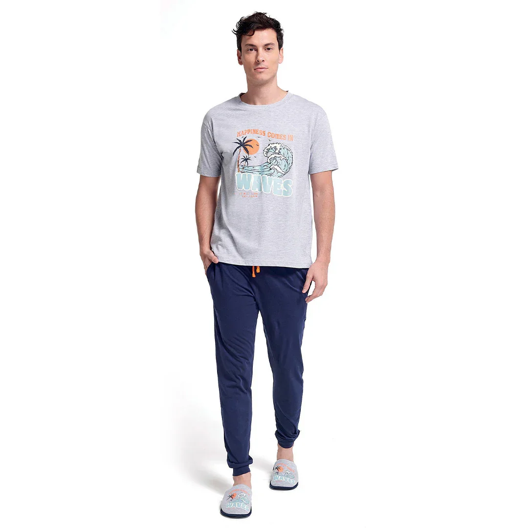 Pigiama Lungo da Uomo Surf Rider Gerry Grigio