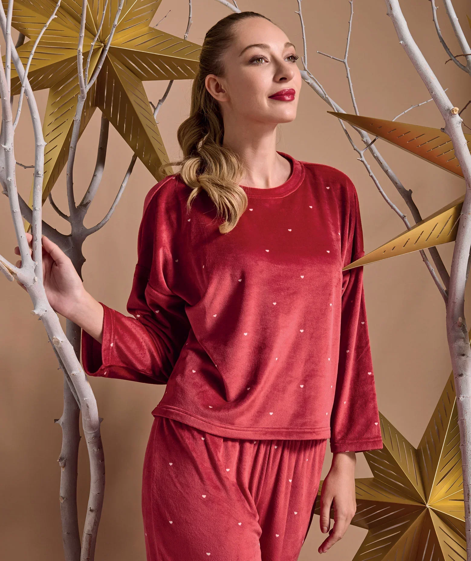 Pigiama Lungo Donna Bertilla Bordeaux - Image 4