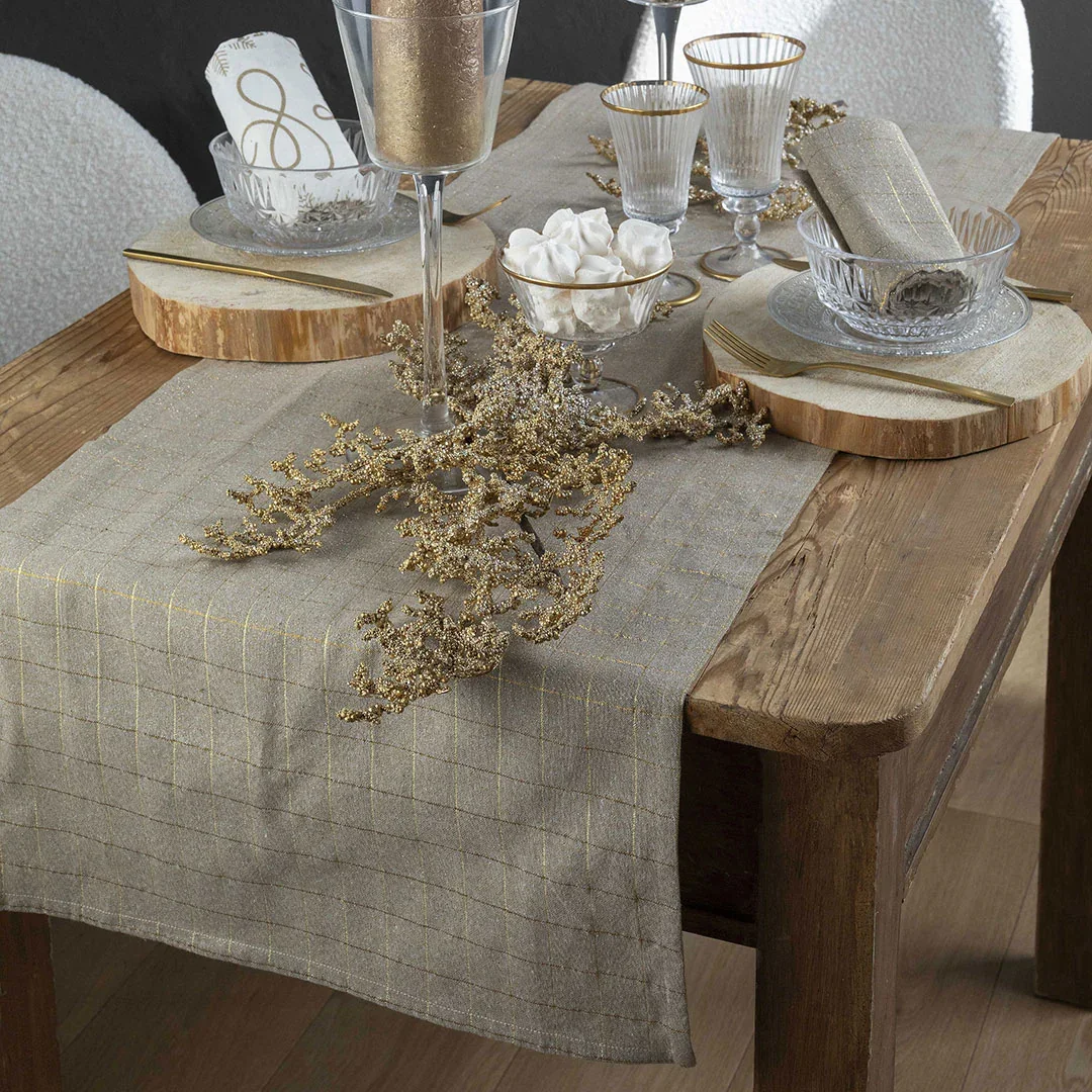 Runner Tinto in Filo 45x140 cm Himalayan Home Grid Beige - Image 2