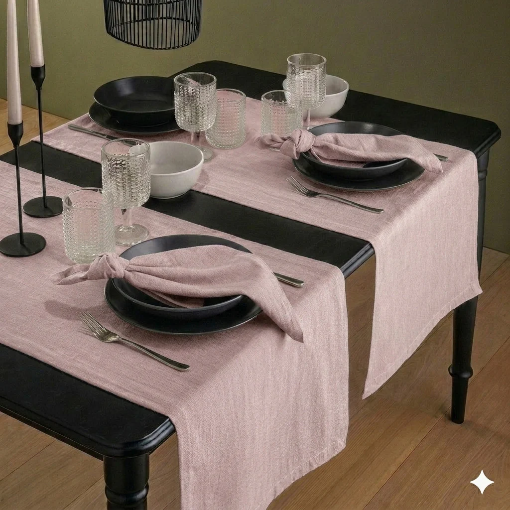 Runner Tinto in Filo Tinta in Atelier Fragrance 45x140 cm Tinta Unita Powder Pink - Image 2