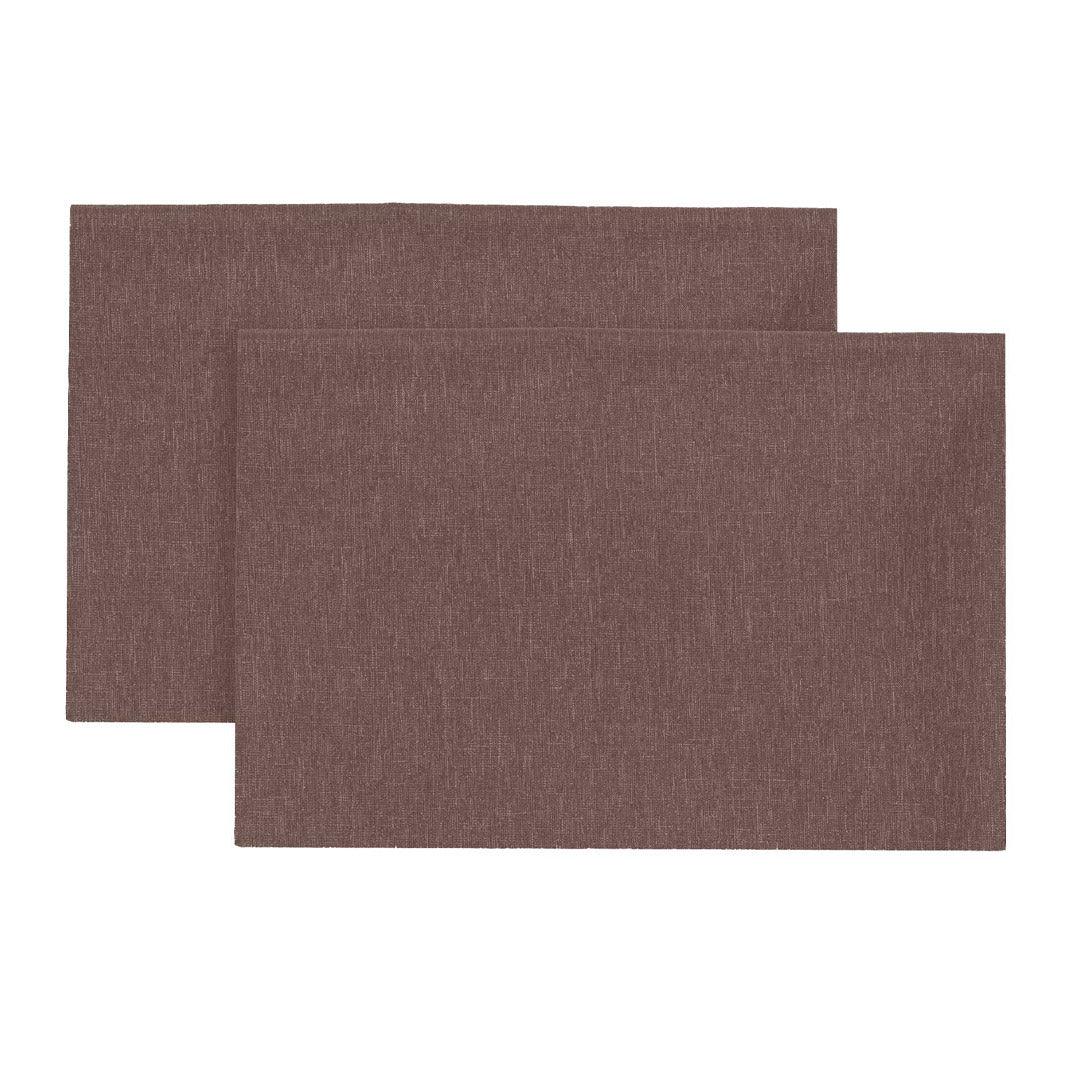 Set 2 Tovagliette 33x45 cm Antimacchia Effetto Lino Tinta Unita Marrone