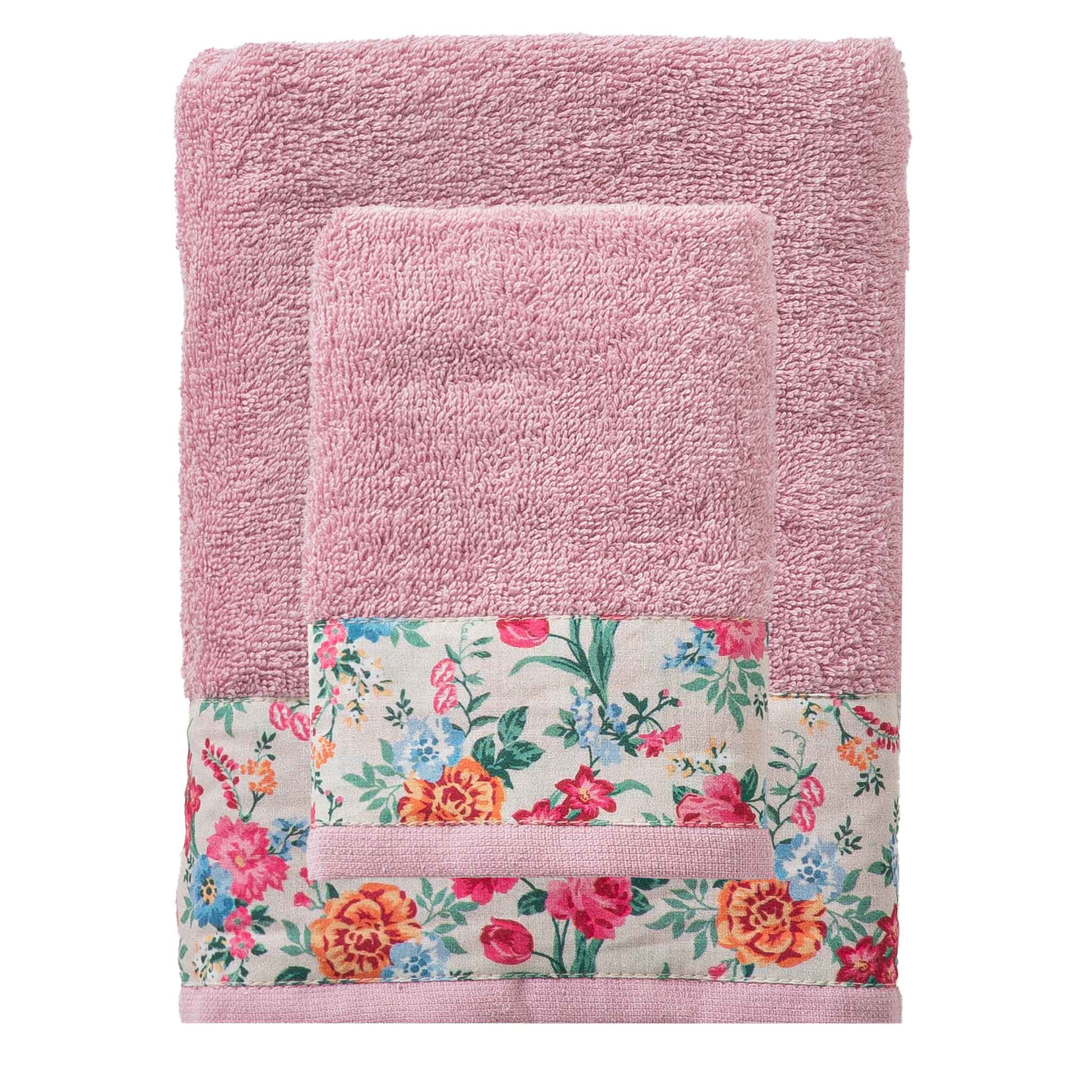 Set Spugna 2 Asciugamani Secret Garden Standard Tinta Unita Pink