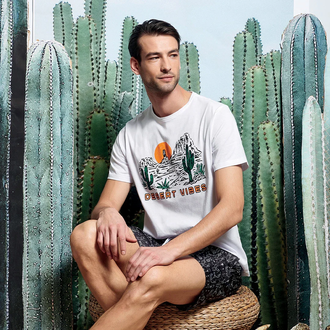 T Shirt da Uomo Desert Vibes Offman Bianco - Image 2