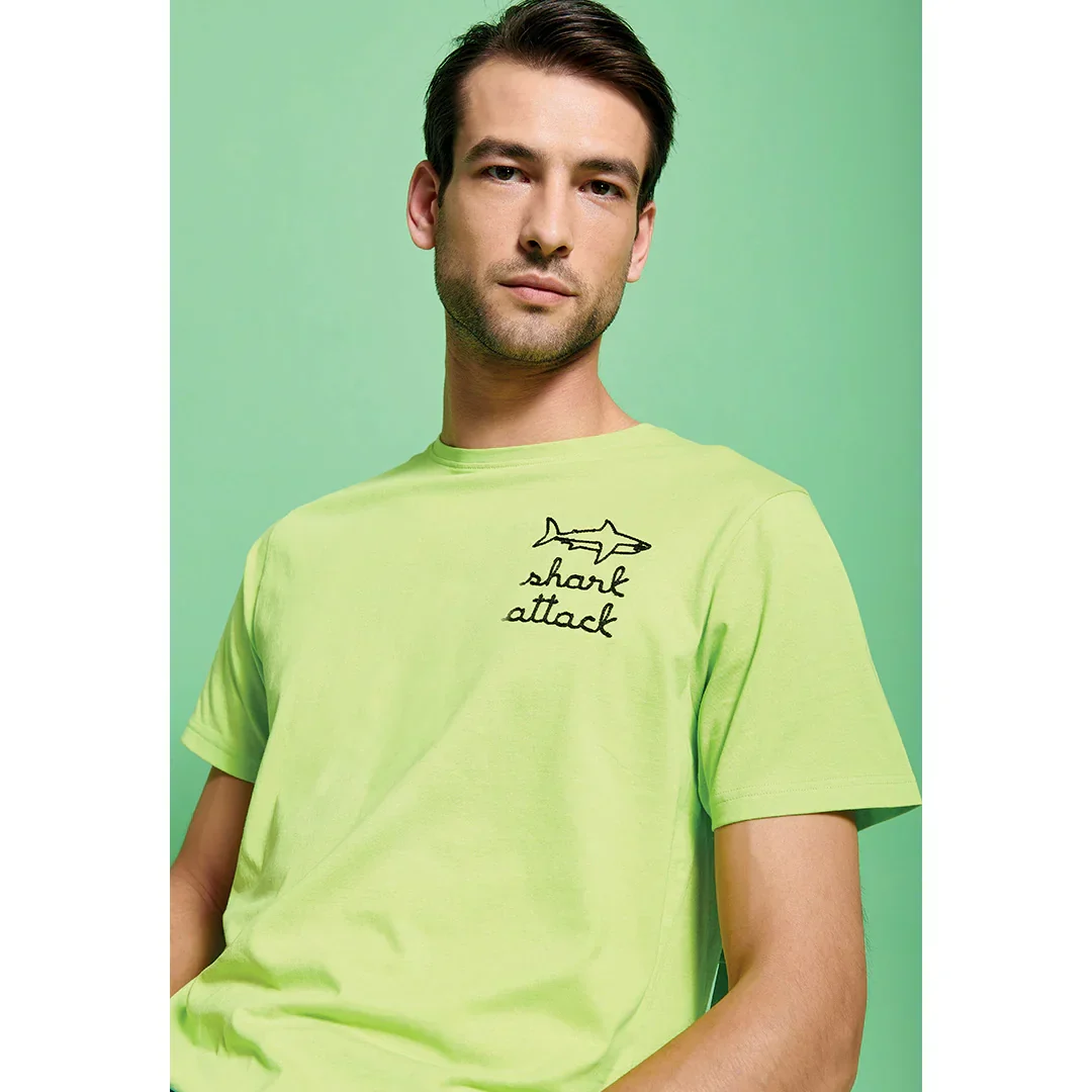 T Shirt da Uomo Shark Attack Elwin Lime - Image 2