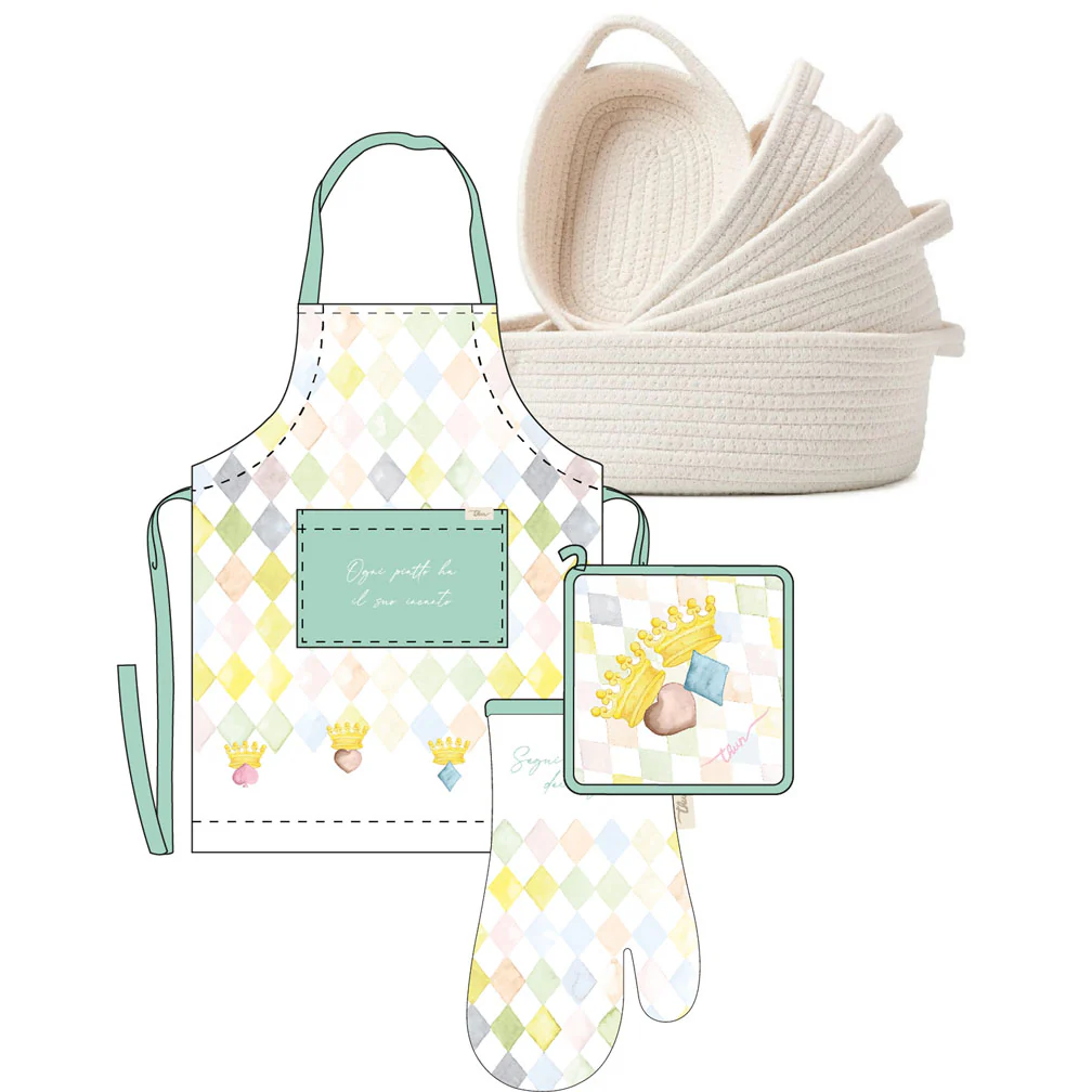 THUN® Cestino In Corda + Set Grembiule + Guantone + Presina Primavera/Pasqua Standard Royal Multicolor - Image 2