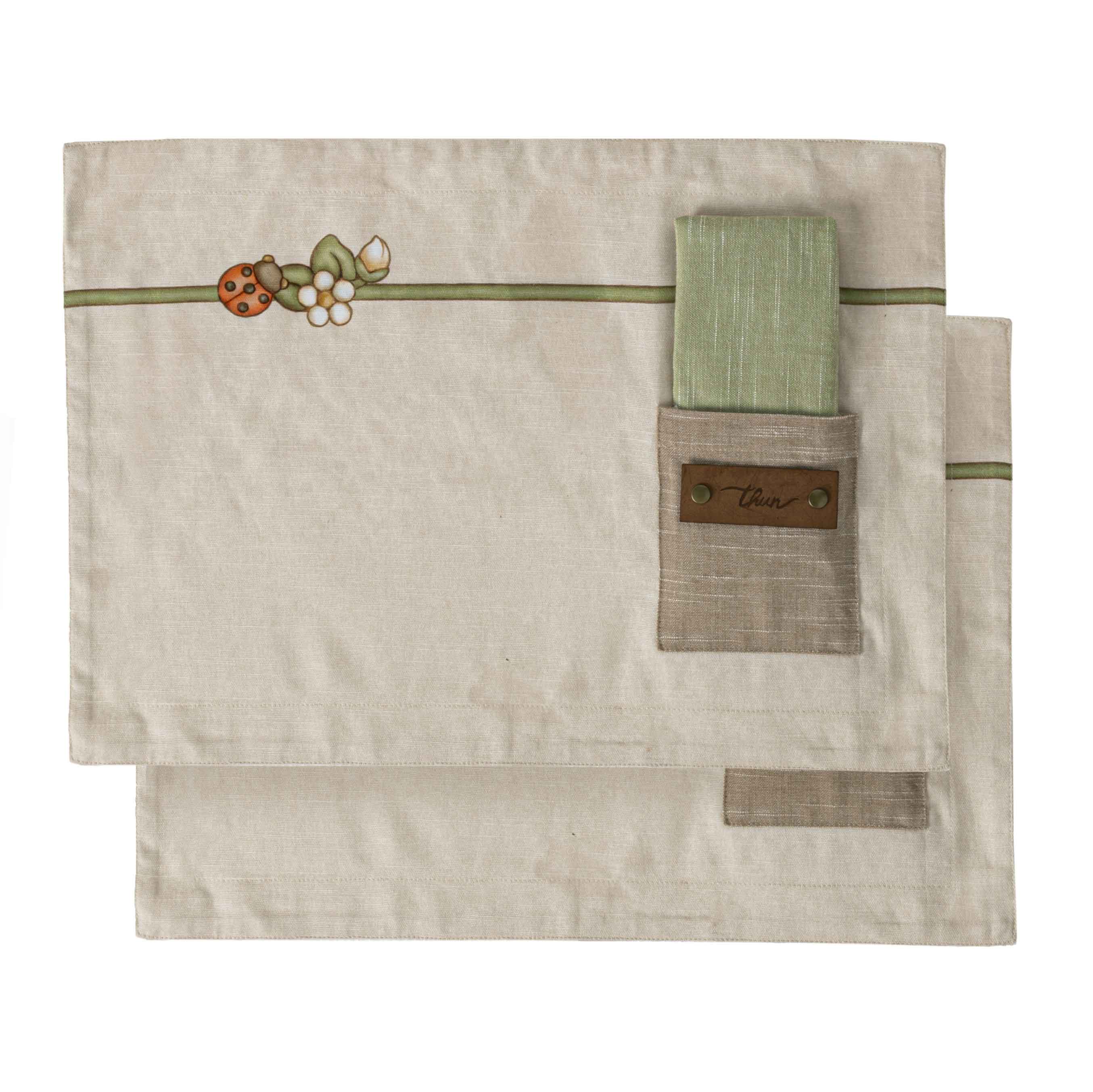 THUN® Set 2 Tovaglia e Tovagliolo Bloom Standard Country Bloom Beige