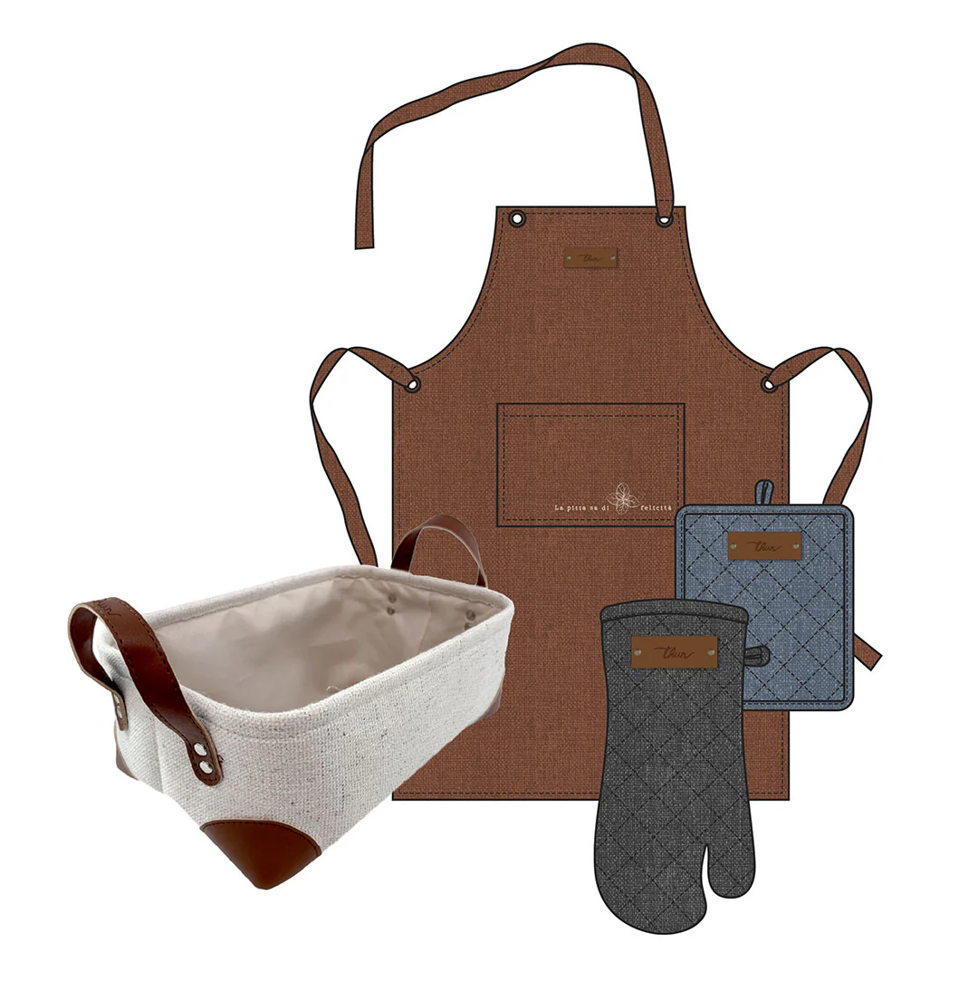 THUN® Set Guantone + Grembiule + Presina + Cesto Pizza Standard Pizza Rust - Image 2