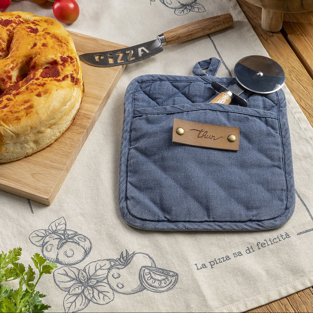 THUN® Set Presina e Canovaccio Pizza Standard Pizza Blue Denim