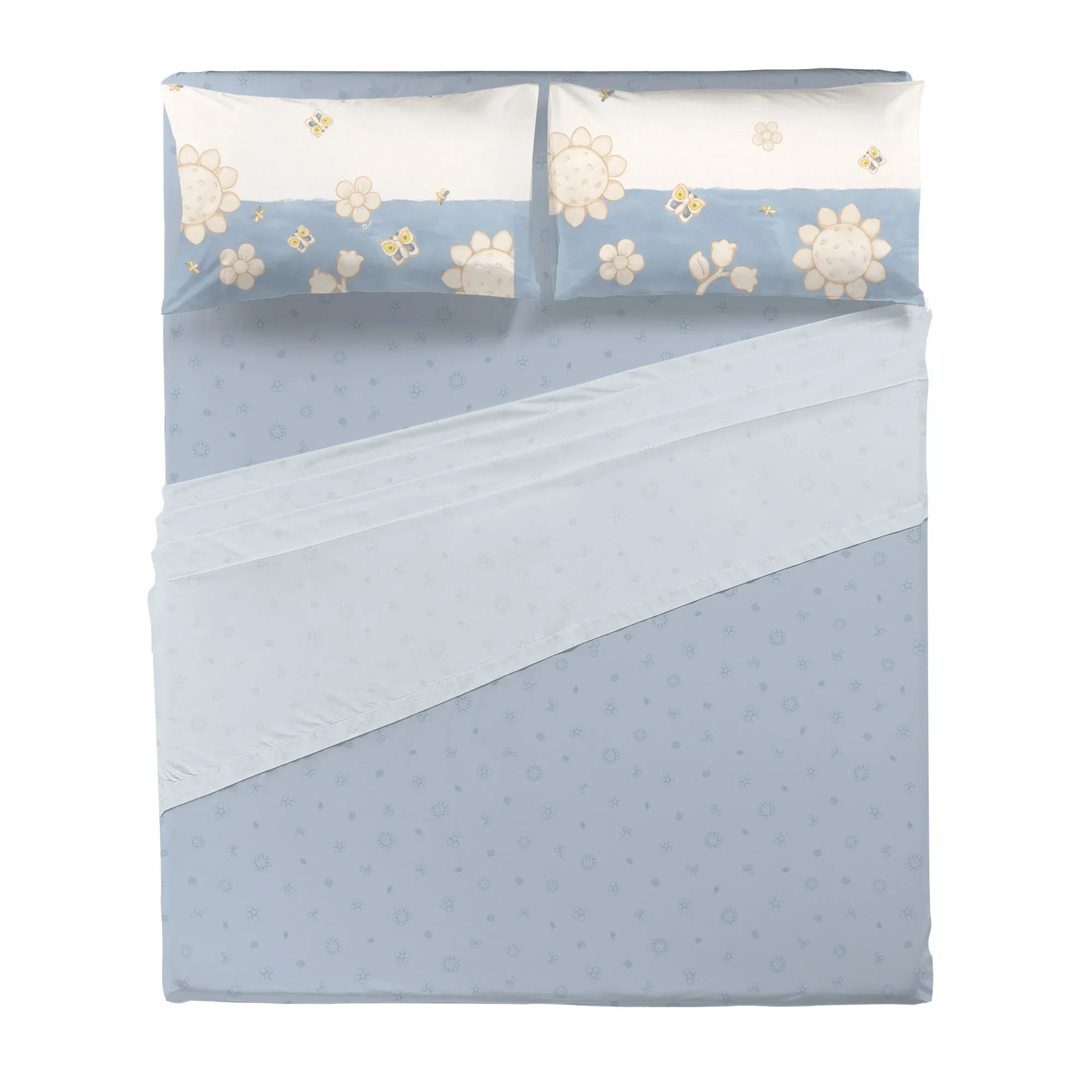 THUN® Completo Letto Matrimoniale in Cotone Elegance Azzurro - Image 3