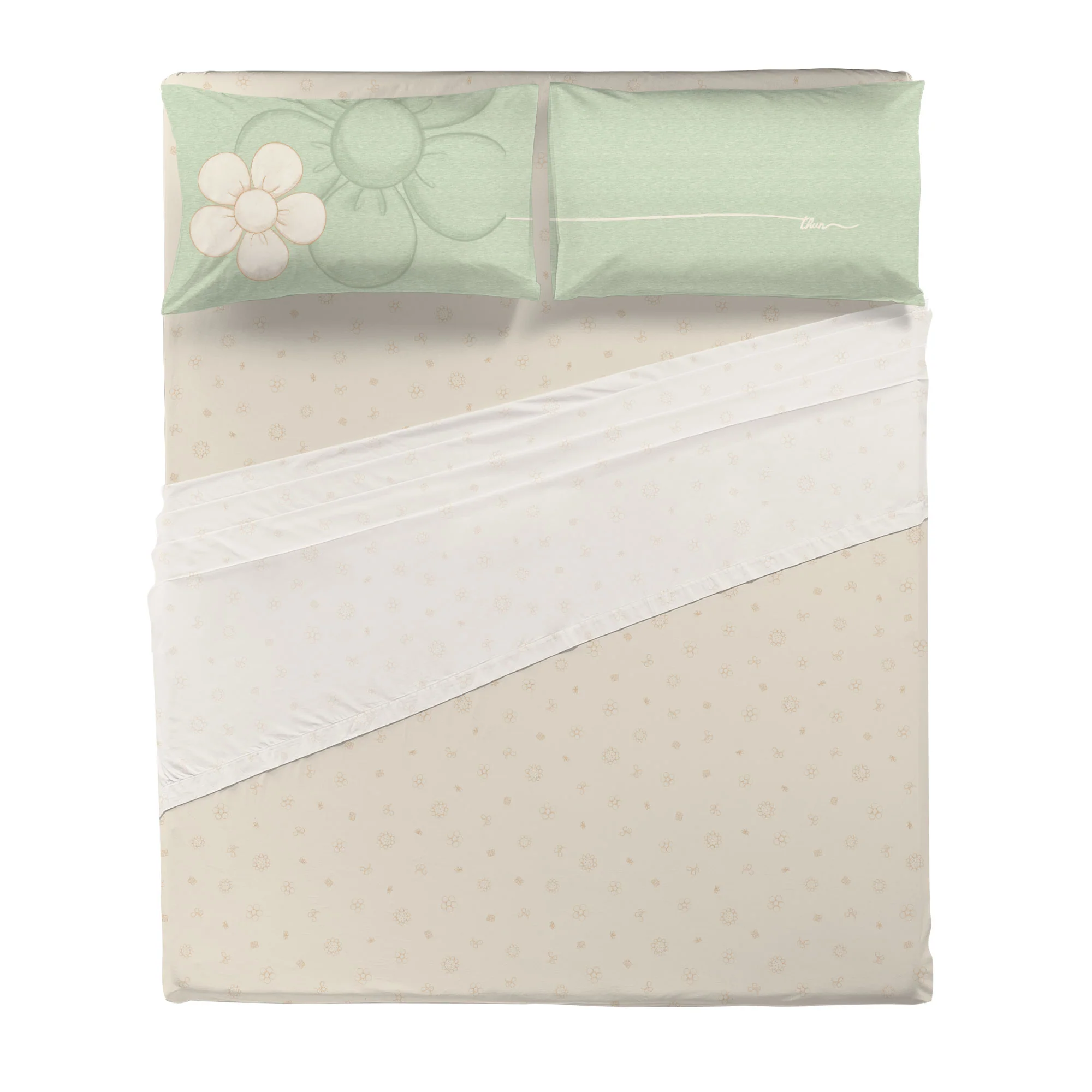 THUN® Completo Letto Matrimoniale in Cotone Iconic Elegance Daisy Green - Image 2