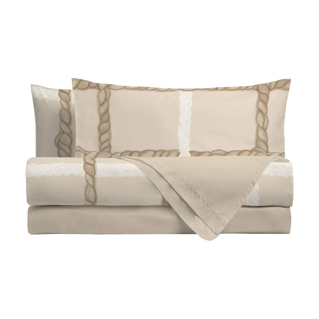 THUN® Completo Letto Piazza e Mezza con Stampa Digitale - Fantasia Abbracciami Treccia Beige