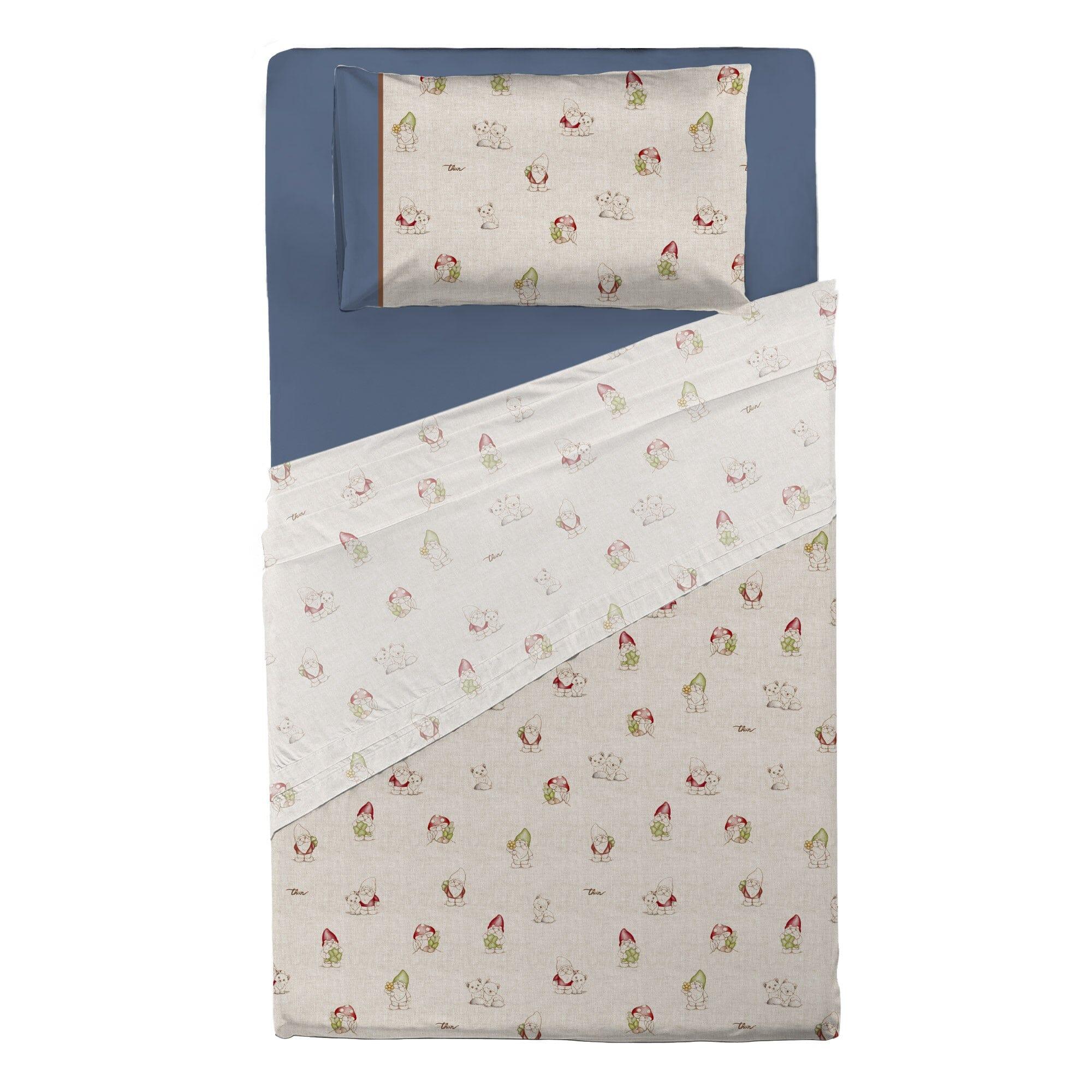 THUN® Completo Letto Piazza e Mezza con Stampa Digitale - Fantasia Inverno Incantato Gnomes Blue - Image 2