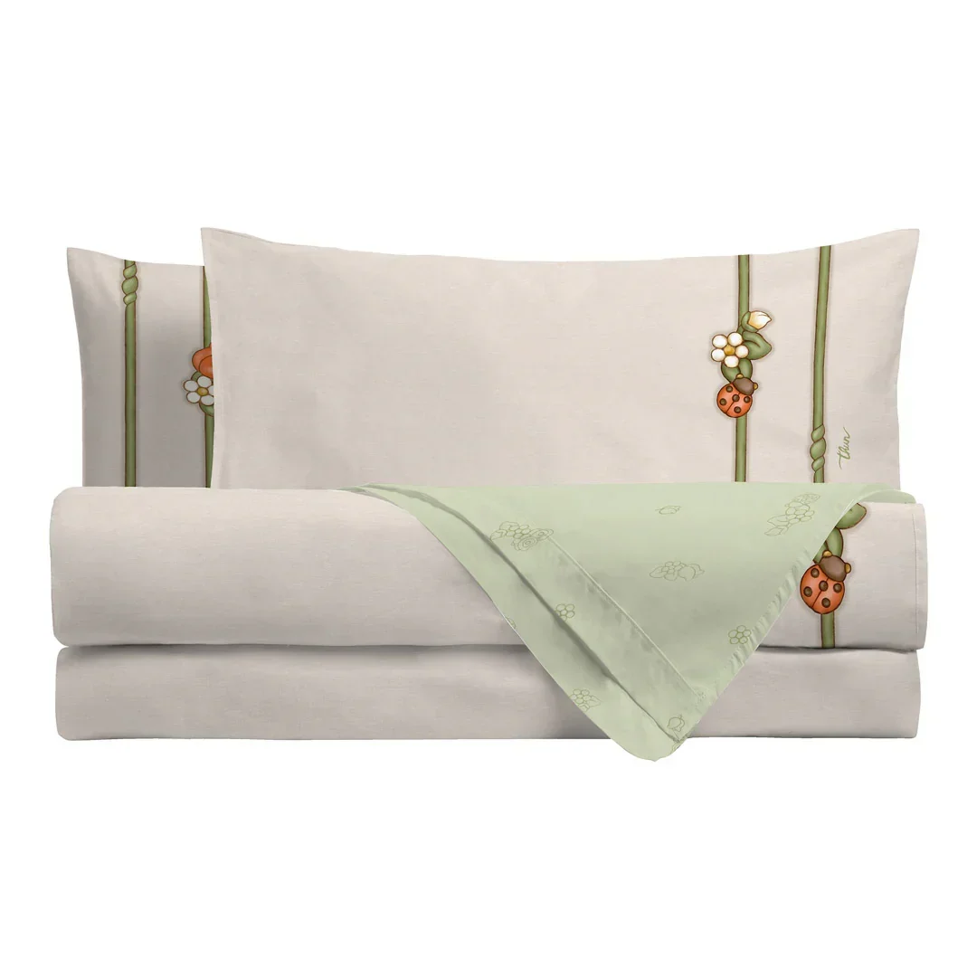 THUN® Parure Copripiumino Piazza e Mezza in Cotone Country Bloom Beige - Image 2
