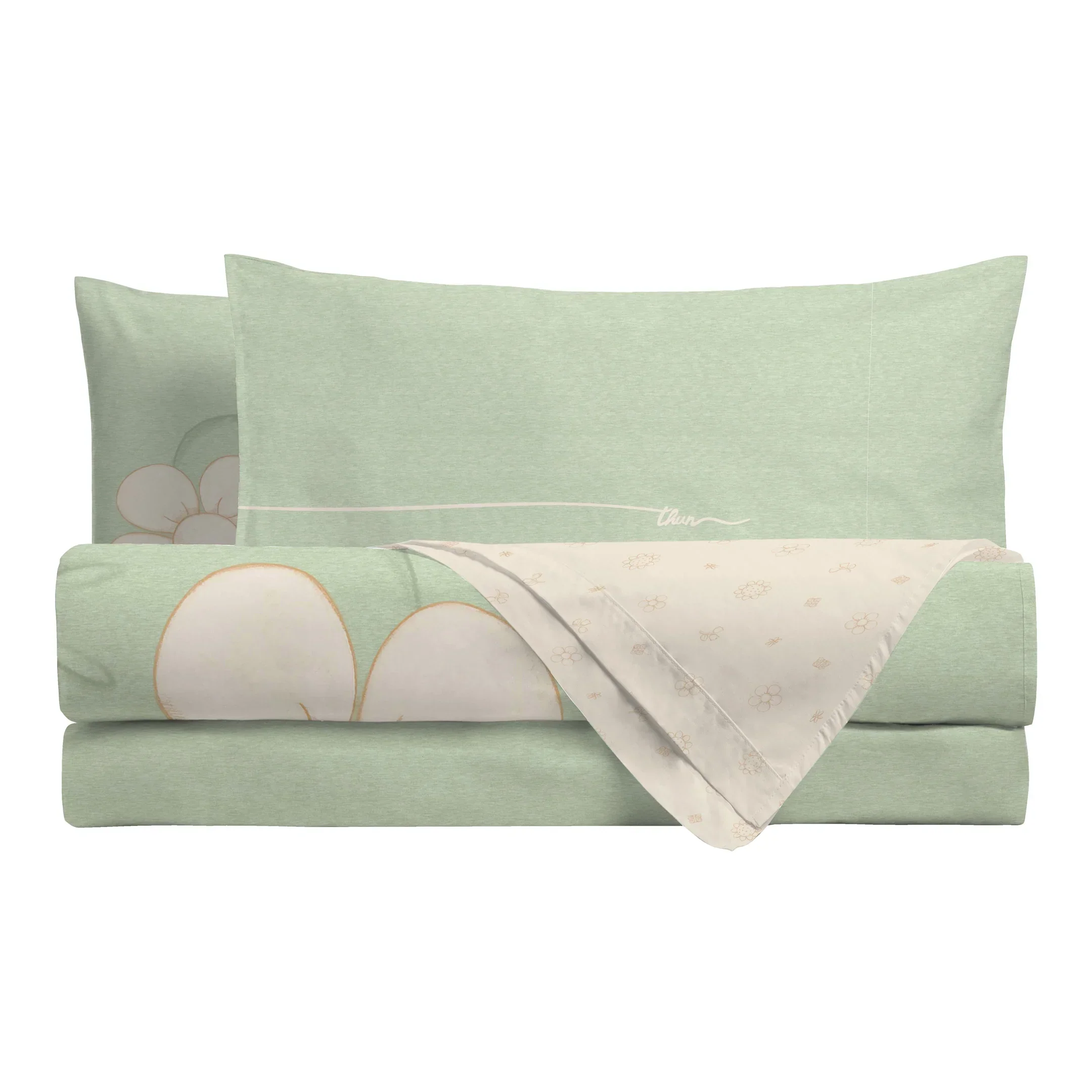THUN® Parure Copripiumino Singolo Iconic Elegance Daisy Green - Image 2