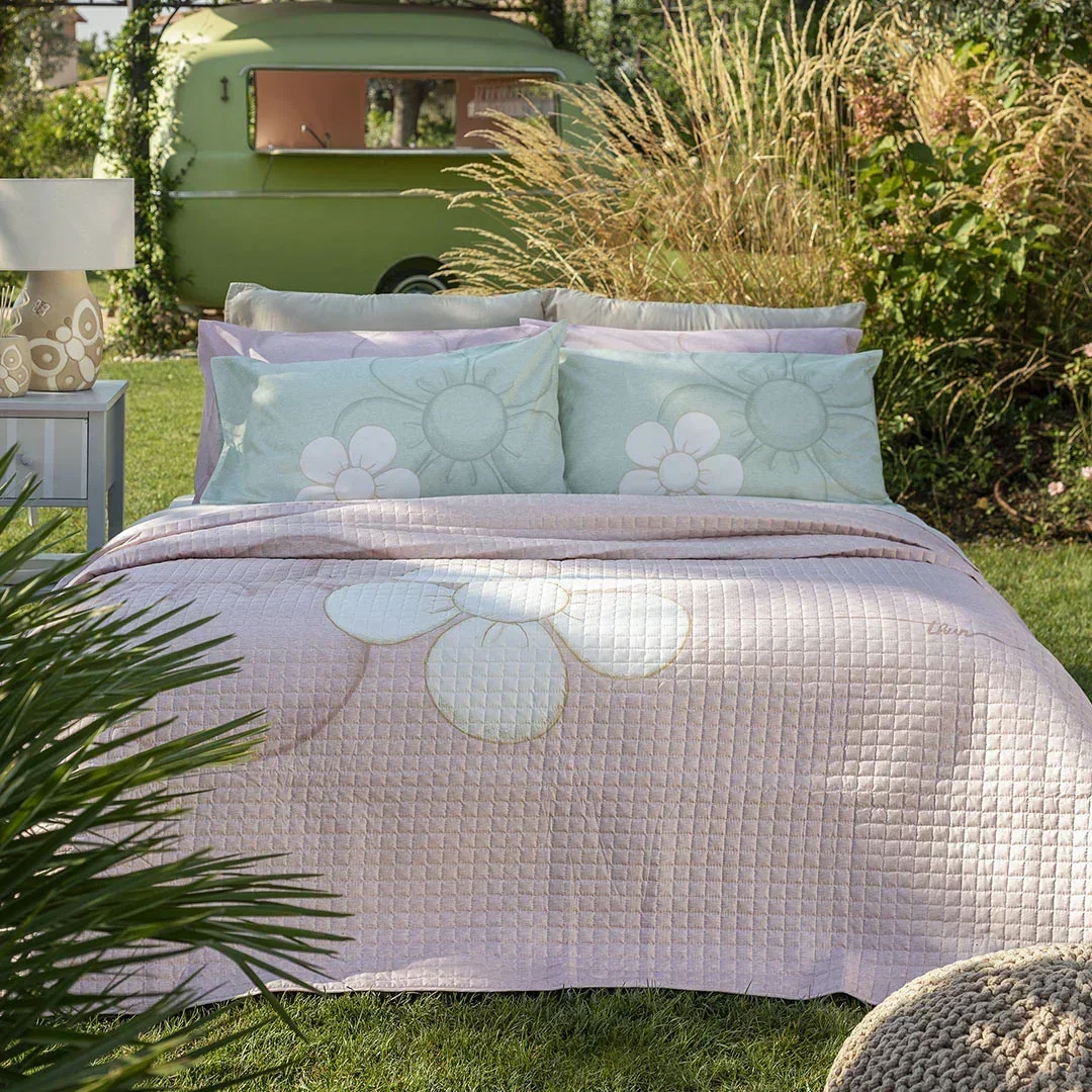 THUN® Completo Letto Matrimoniale in Cotone Iconic Elegance Daisy Green - Image 4