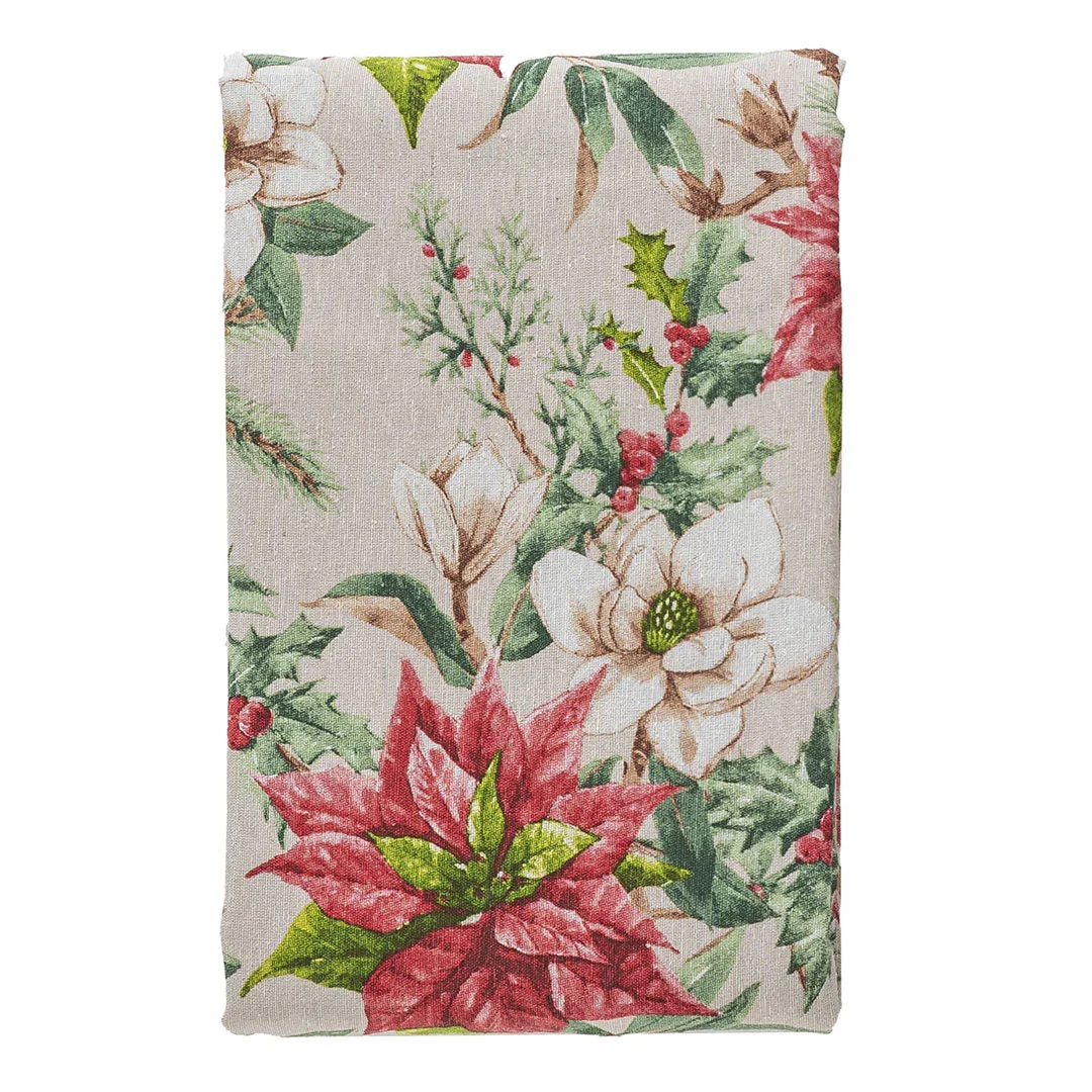 Tovaglia 140x180 cm Deco Dolomites Dream Poinsetta And Flower Taupe