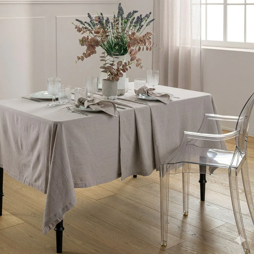 Tovaglia Tinta in Filo Atelier Fragrance 140x240 cm Tinta Unita Ash Grey - Image 2