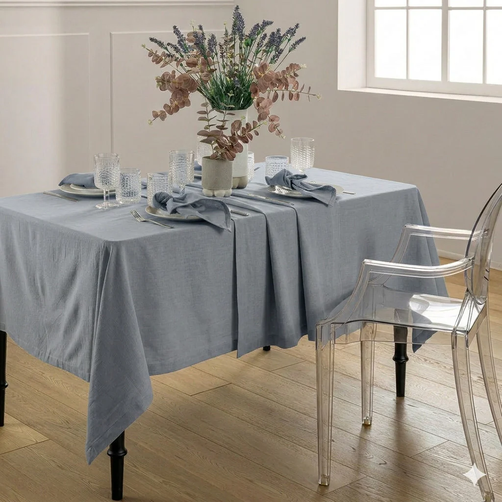Tovaglia Tinta in Filo Atelier Fragrance 140x180 cm Tinta Unita Silver Sky - Image 2
