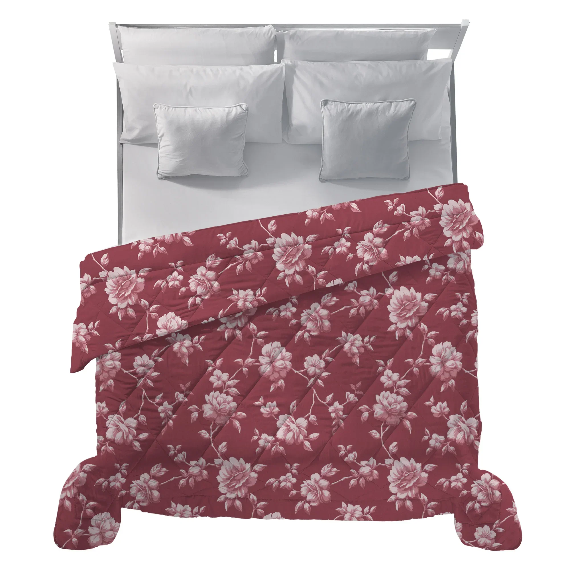 Trapunta Matrimoniale Deco con Stampa - Fantasia Malibù Rosa Scuro - Image 2