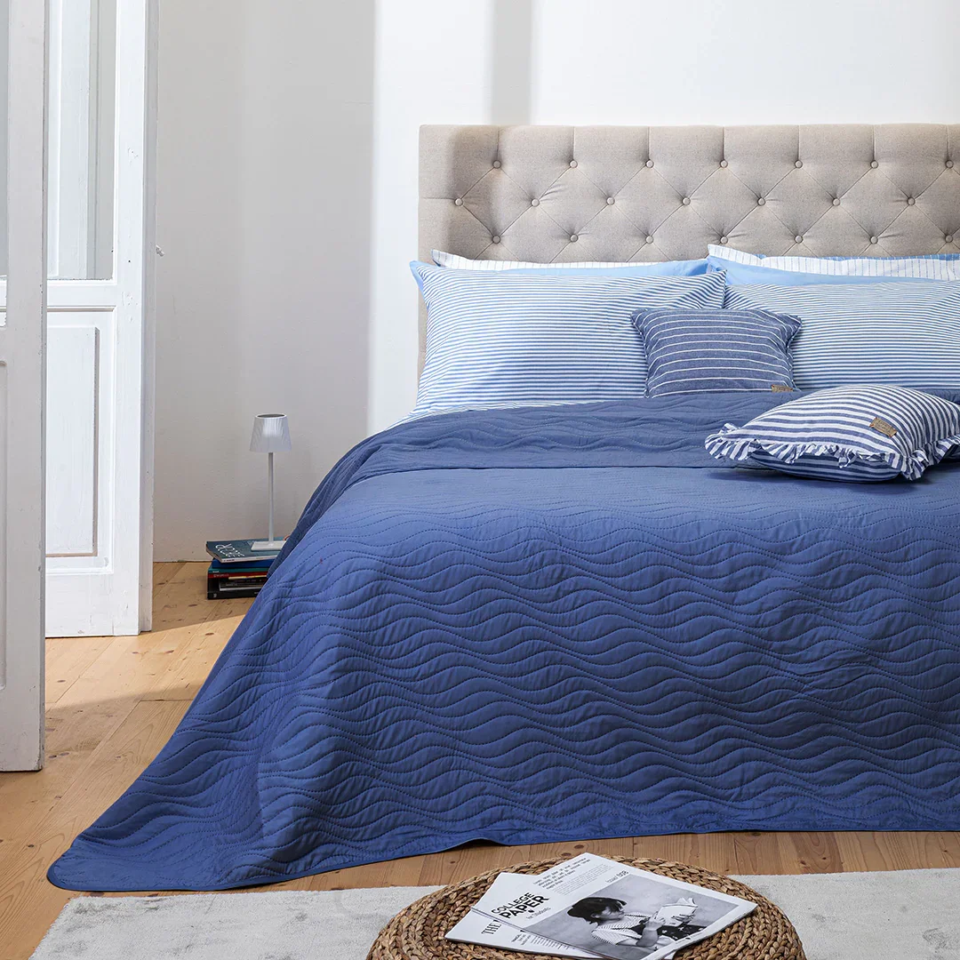 Trapuntino Matrimoniale 250x250 Sunny Wave Blue - Image 2