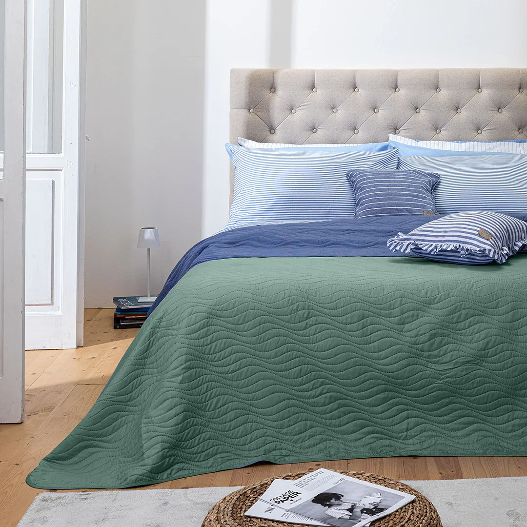 Trapuntino Matrimoniale 250x250 Sunny Wave Green - Image 2